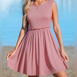 Cupshe Ribbed & Ruffled A-Line Dress